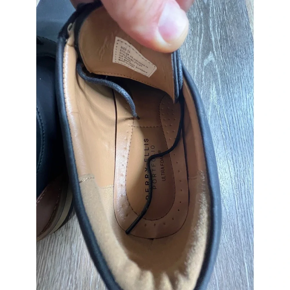 Perry‎ Ellis Portfolio Finley Dress Shoes Mens 12 Black Brown Two Tone Derby
